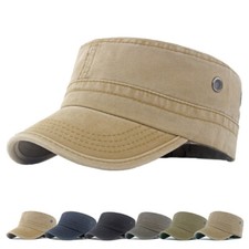 Men Classic Solid Cotton Army Hat Cadet Combat Military Flat Sun Baseball Cap