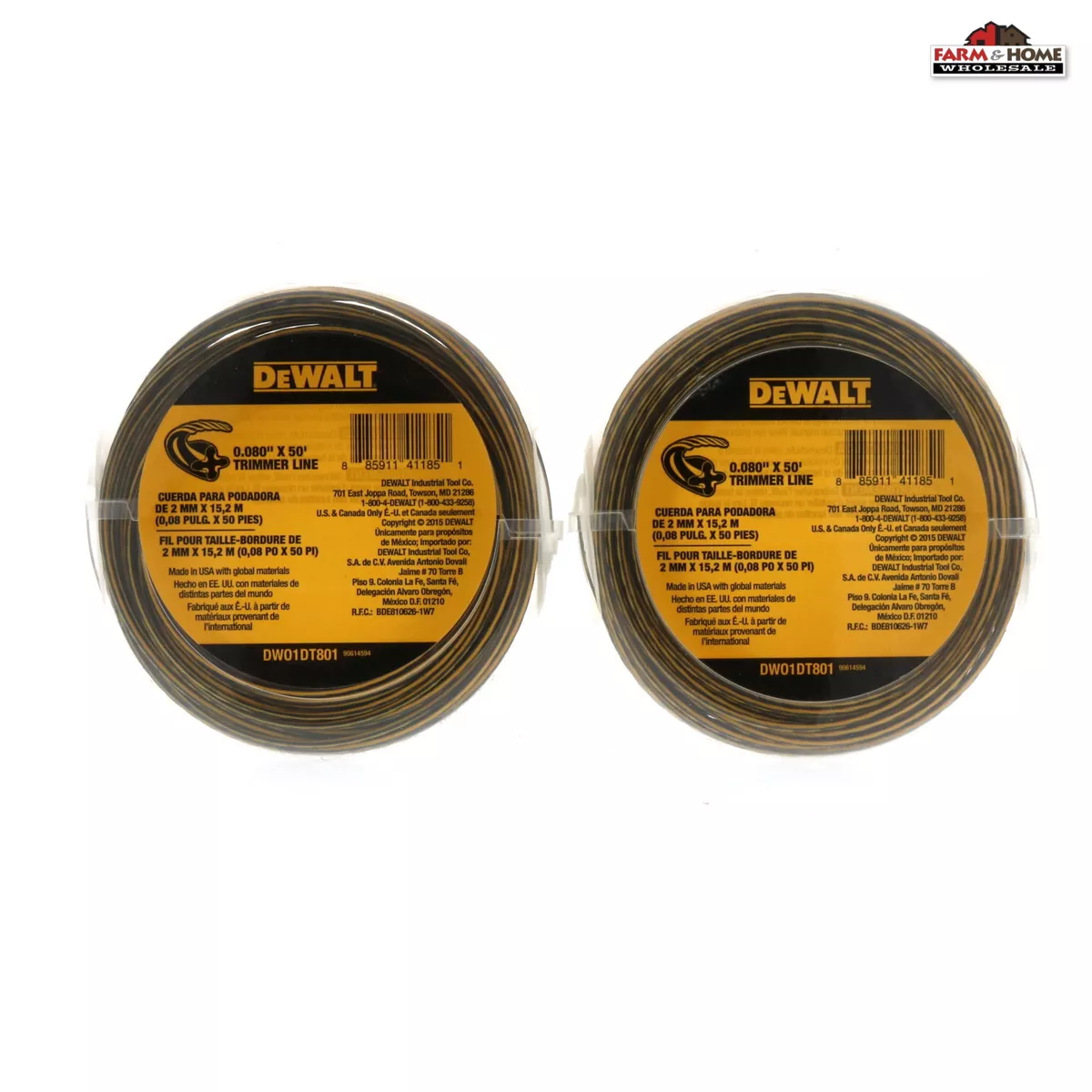 2 Dewalt String Trimmer Lawn Edger Replacement Line New