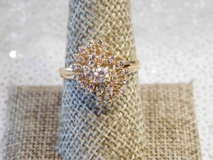 Authentic SPIRAL CLUSTER 14 KARAT GOLD PLATED RING