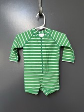 Hanna Andersson Baby Green Stripe Rash guard One Piece Swimsuit Size 3 6 Mo 60