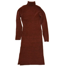 HERA COLLECTION SWEATER DRESS WOMENS L TURTLENECK MAROON STRETCH KNIT 28"x 35.5"