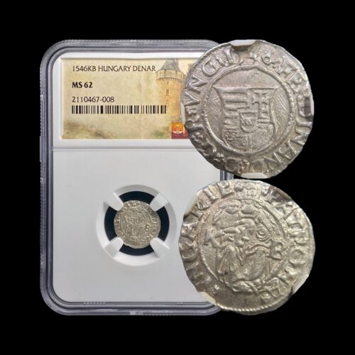 HUNGARY. 1546, Denar, Silver - NGC MS62 - Ferdinand I, Madonna with Child - Picture 1 of 5