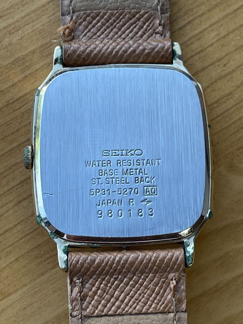 Seiko QZ 5P31-5270 Dial: Gold Working Men's Watch From Japan Seiko QZ 5P31-5270 Dial: Gold Working Men's Watch From Japan