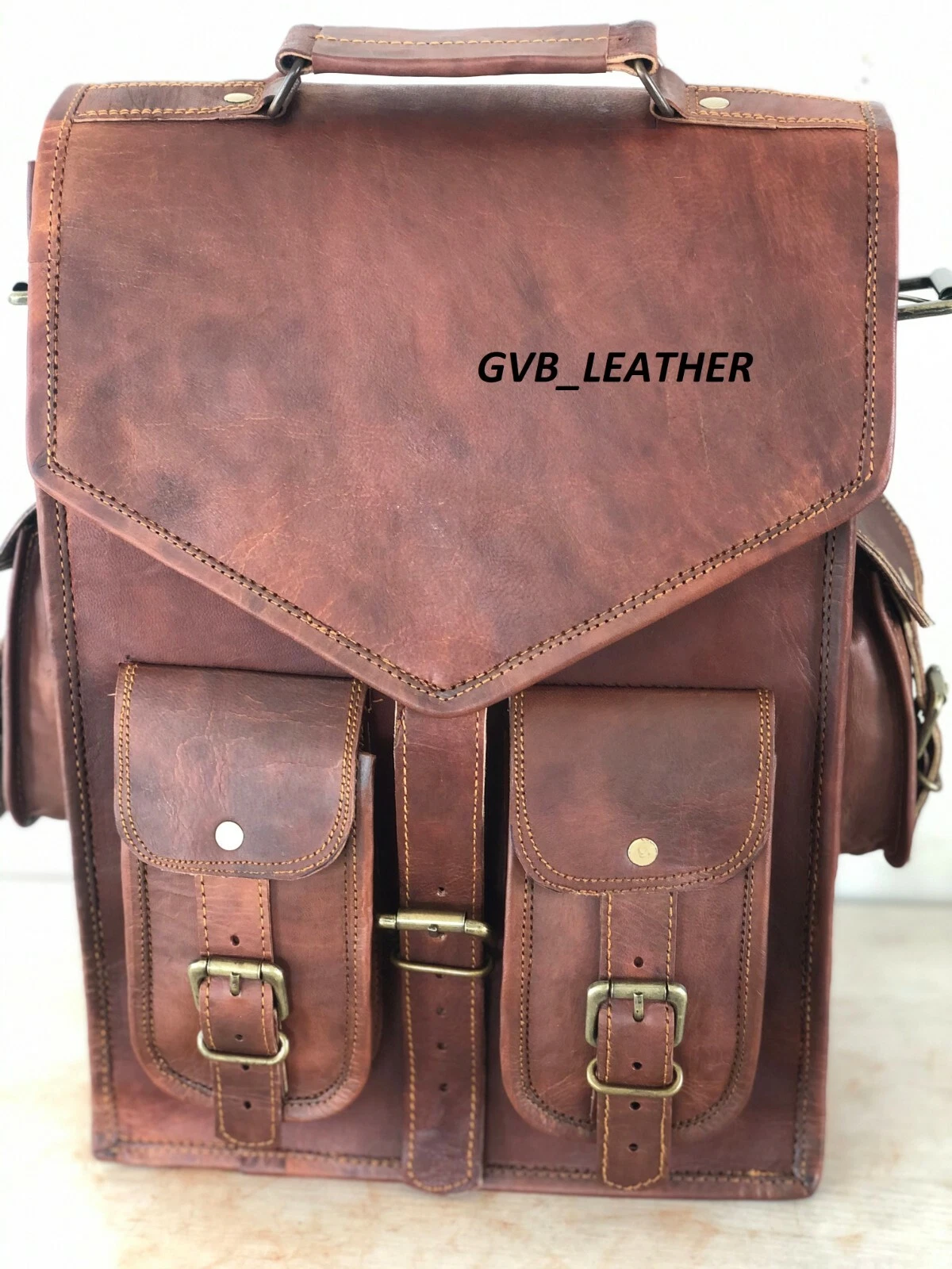 New Large Multi Sized Leather Back Pack Rucksack Backpack Messenger Bag Travel
