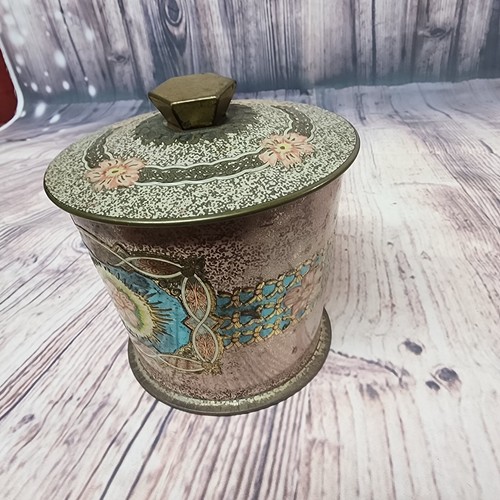 Vintage Daher England geprägte blaue Blumen Keks Tee Dose Kanister 6-1/2" hoch - Bild 3 von 8