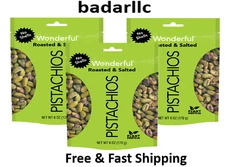 (3 pack ) Pistachios No Shells, Roasted and Salted Nuts, 6 Ounce Each Bag,