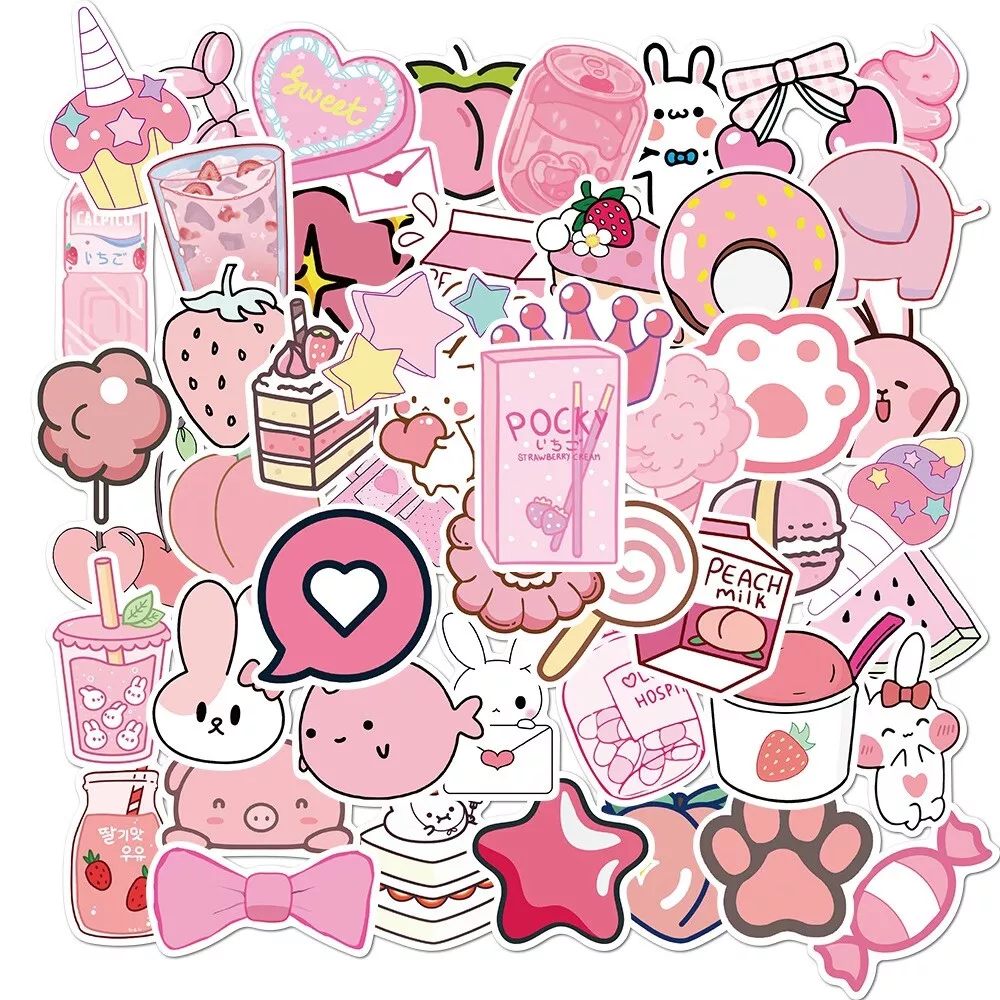 UK VSCO Pink Stickers for Hydro Flask 50Pc Cartoon Phone Laptop ...