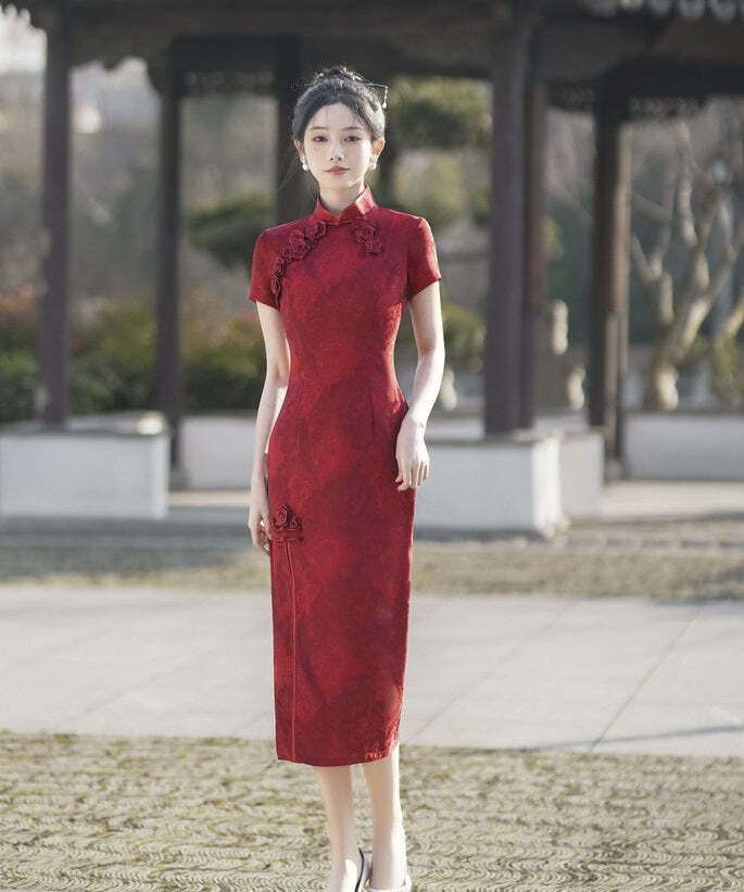 pleated dress with sleeves Long Pleated Plus-Size Formal Dress with Long Sleeves Rose Gold / 22