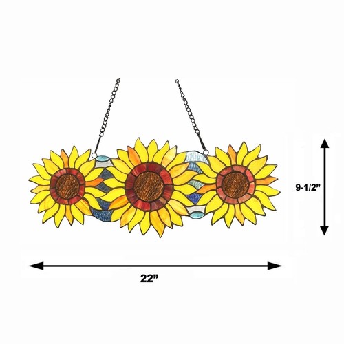 Panel de ventana de vitral girasoles floral naturaleza atrapasol estilo Tiffany - Imagen 5 de 5