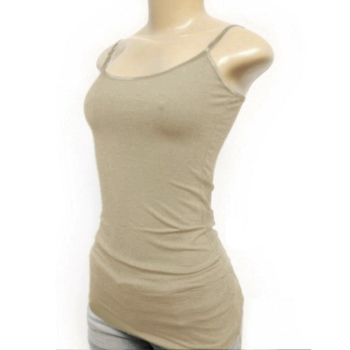(Bozzolo) Plain Long Tank Top w/Spaghetti Straps Cotton Cami Junior Size S M L - Picture 54 of 78