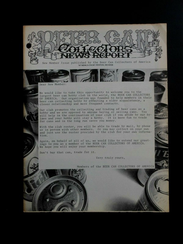 VINTAGE BEER CAN COLLECTORS OF AMERICA NEWS REPORT  16 pages