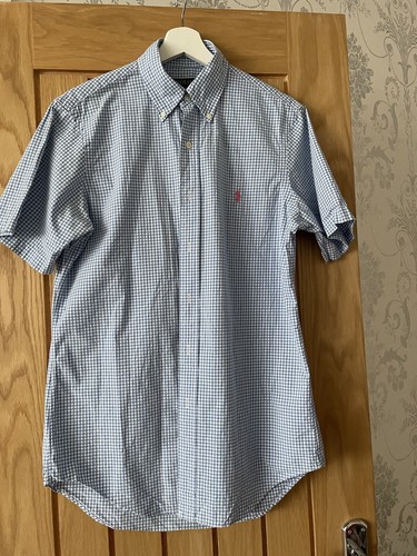 RALPH LAUREN MENS CHECK GINGHAM SHORT SLEEVE SHIRT SIZE S IMMACULATE WORN ONCE