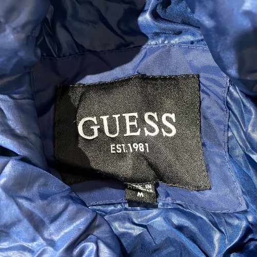 Guess Jacket Mens Medium Navy White Shell Windbreaker Hooded USA - Picture 10 of 14