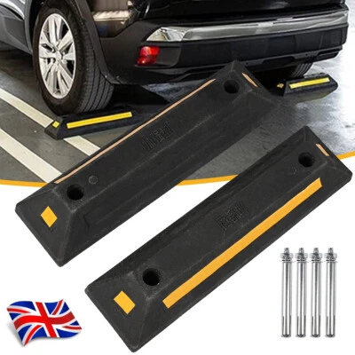 Wheel Stopper Heavy Duty Garage Parking Stop Assist Block Car Truck Rubber 2X