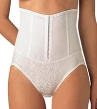 WONDERLINE Firm Control Hi Waist Nipper Brief Front Hooks Closure L or XL White