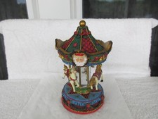 VINTAGE  Wind-Up Merry Go Round 9.5" Carousel Christmas Music Box   3 POUNDS 