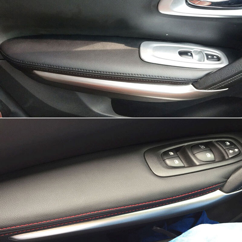 4pcs All Black Door Panel Armrest Leather Cover Trim For Renault Kadjar 16-18 thumbnail 2