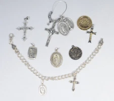Sterling and 14k GF religious items lot vintage