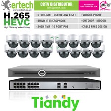 2MP Dome H.265 POE Mic 8/10/12/14/16 IP Camera CCTV Kit Bundle Security System