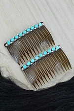 Turquoise & Sterling Silver Hair Combs - Martin Muskett