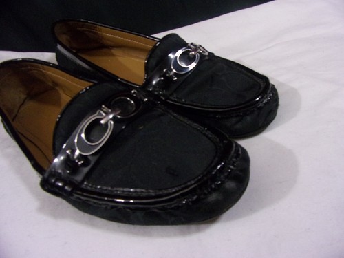 Coach Fortunata Signature Black Patent Leather Canvas Loafer A0008 Size 8.5B - Picture 6 of 13