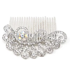 beautiful flowers elegant wedding bridal crystal rhinestones pearl hair comb BA9
