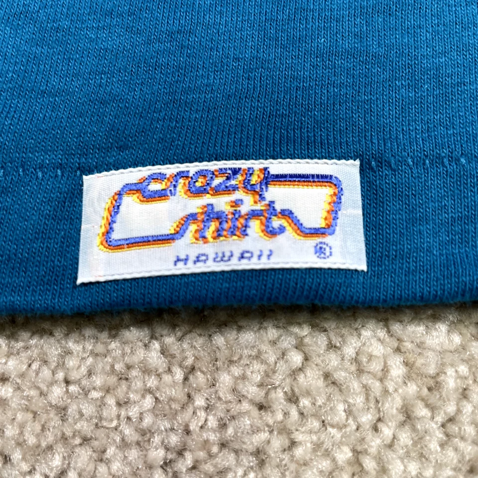 Camisa Hawaii Hombres Pequeña Camisa Azul Loca De Colección Años 80 Surf Lote de 3 Vacaciones 88 Foto 4 de 4