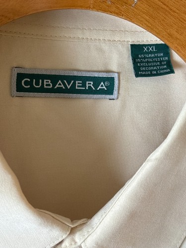 Cubavera Men's Size XXL Beige Short Sleeve Cuban Embroidered Lines - Picture 3 of 9