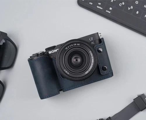 Camera Half Case For Sony A7C Retro Insert Genuine Leather Handmade - Picture 4 of 41