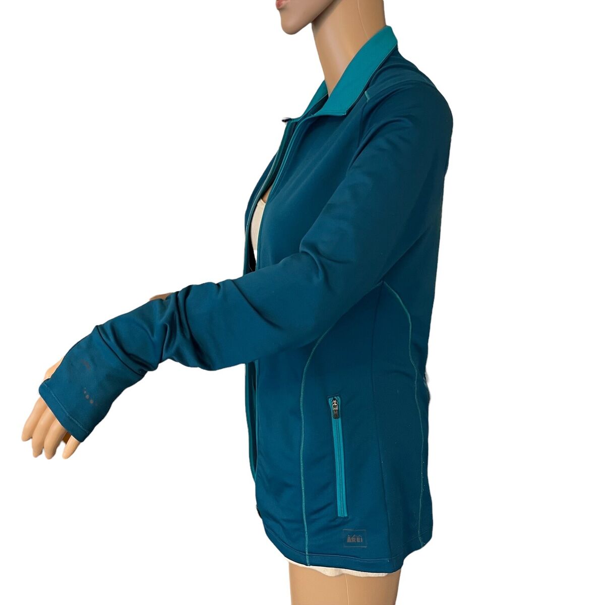 REI Lightweight Athletic Full Zip Jacket Womens SMALL Aqua REI Lightweight Athletic Full Zip Jacket Womens SMALL Aqua
