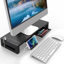 Desktop Monitor Stand with Drawer Riser with Storage Monitor Shelf with USB