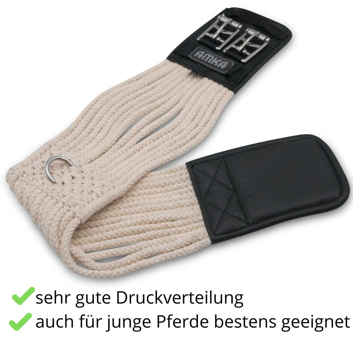 AMKA PRO Kurzgurt Aus Baumwolle, Doppellagig – Mit Edelstahl-Rollschnallen, Für Pferde Mit Schwieriger Gurtlage