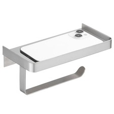 Toilet Paper Holder Bathroom Stainless Steel With Phone Shelf Wall Mount Brushed