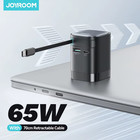 65W GaN Phone Charger with Retractable USB C Cable Desktop Charger EU Plug Fast 