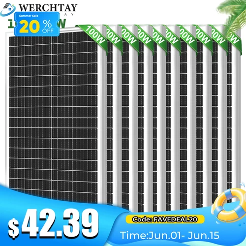 100W 200W 300W 400W 500W 600W 800W 1000W 12V Mono Solar Panels Home RV Boat