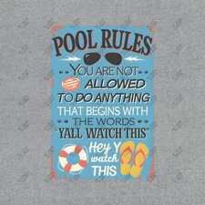 Fun Pool Rules Sign Yall Watch This Beach Decor for Summer Parties #818