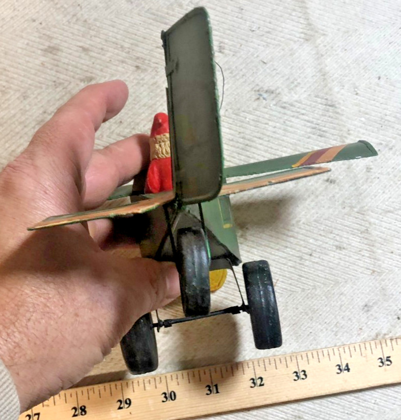 Department 56 Tin Metal Airplane with Santa Christmas Themed Plane (C)