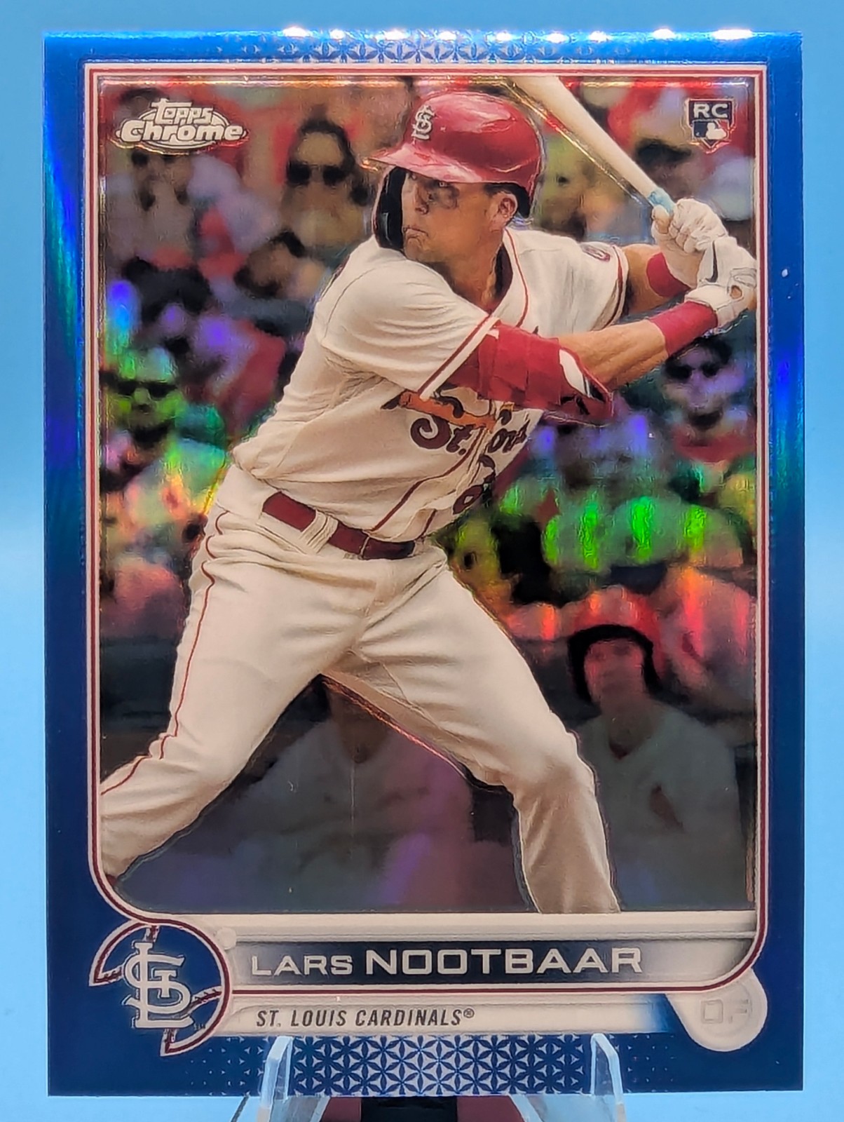 2022 Topps Chrome LARS NOOTBAAR RC 19 Blue Refractor /150 Cardinals