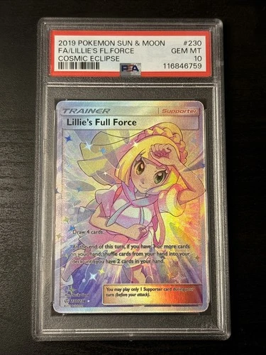 #230 FULL ART LILLIE'S FULL FORCE 2019 POKEMON SUN & MOON COSMIC ECLIPSE PSA 10
