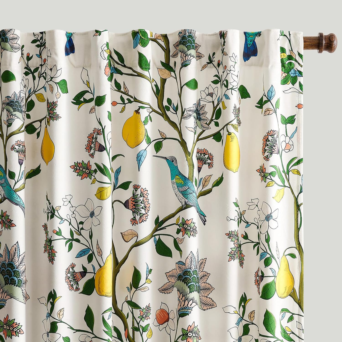 Luxury White Velvet Floral Blackout Curtains - 84