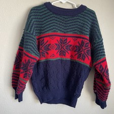 Polar Kids Retro Sweater Acrylic Sz M 5-6 Holiday Vintage 80s