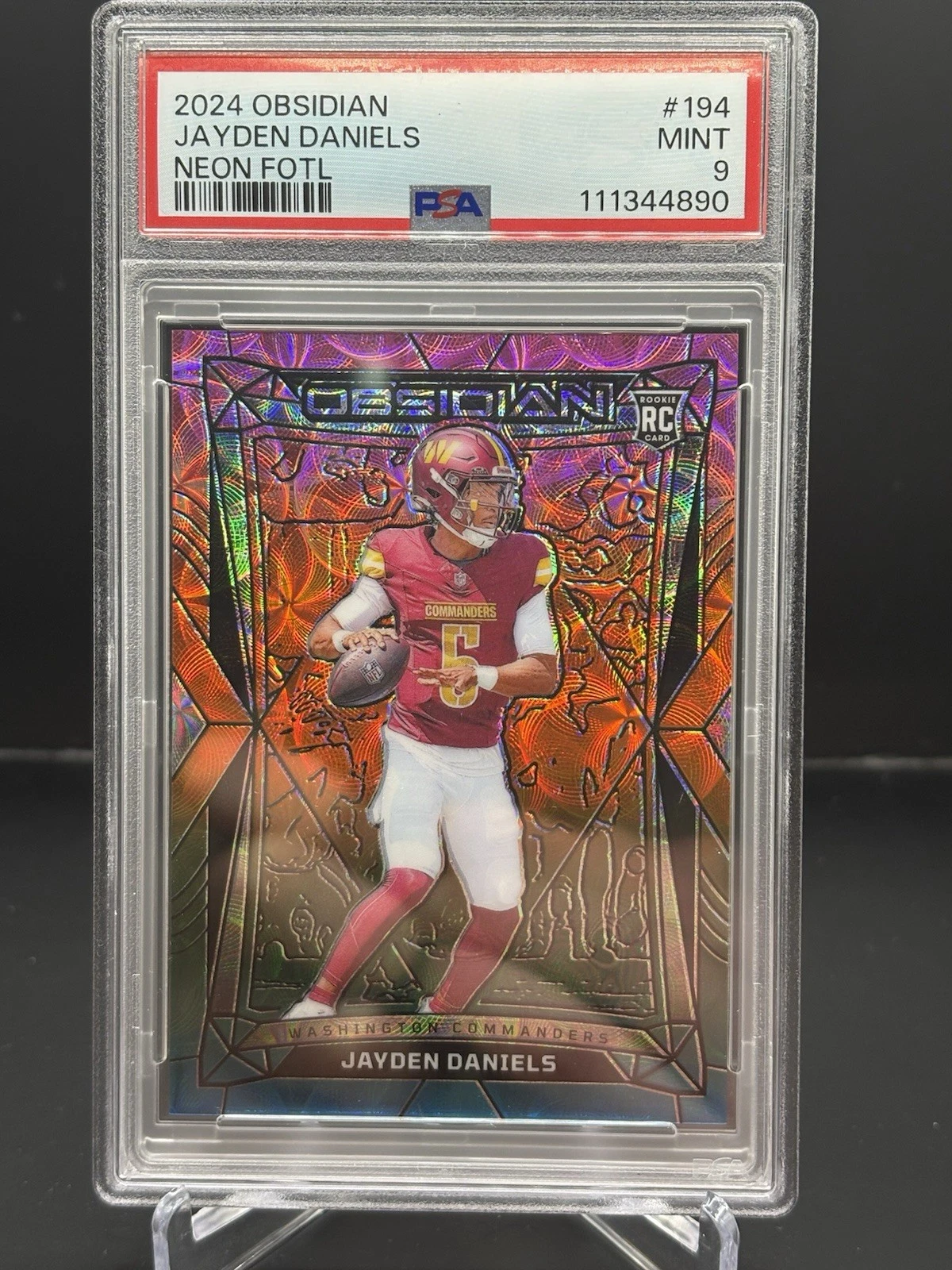 Jayden Daniels Panini Obsidian #194 Neon Fotl