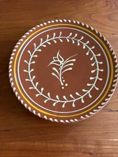 Colonial Tin Works Inc. NC Redware Red Ware Slip Decorated Ceramic Plate