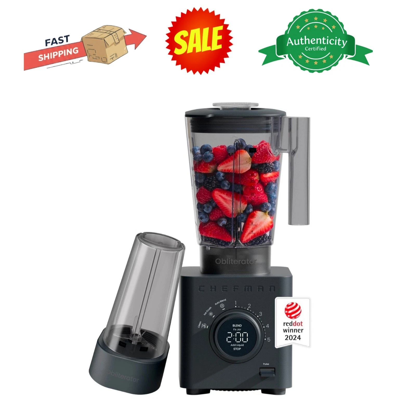 Chefman Obliterator 48 oz Blender ⭐️1380W Travel Jar Smoothie Maker Ice Crusher
Opens in a new windo