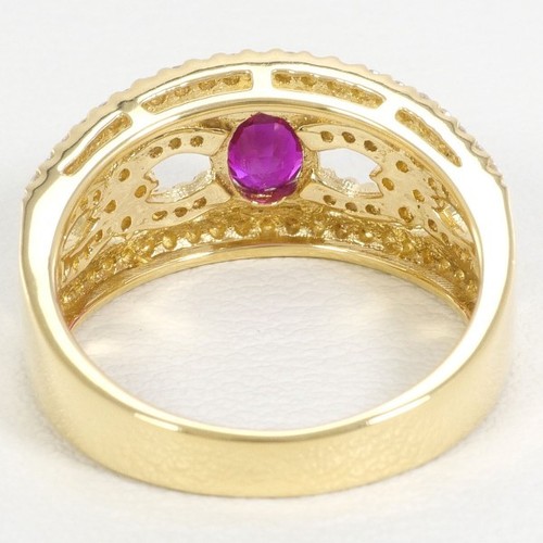 18K Gelbgold Ring 12,5 Größe Rubin 0,99 Diamant ca.5,0g Kostenloser Versand Gebraucht - Bild 6 von 9