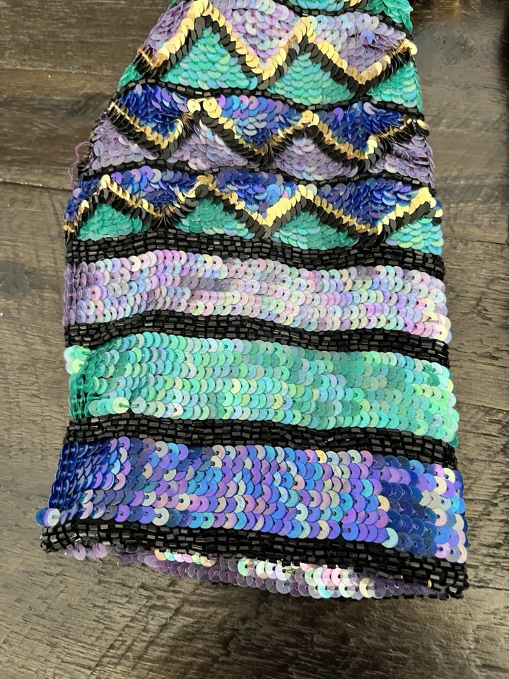  Vintage Laurence Kazar Beaded Sequin Silk Party Jacket  S/M. No inside labels  - Image 4 of 4