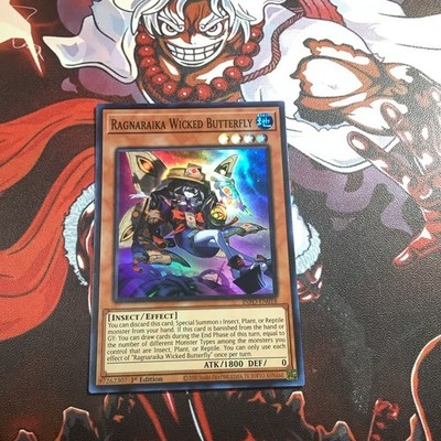 YUGIOH RAGNARAIKA WICKED BUTTERFLY INFO-EN018 1st EDITION SUPER LIGHT PLAYED