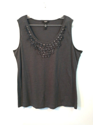 Alfani Tank Top Scoop Neck Charcoal Gray Scalloped Sequins  - XL/1X NWT