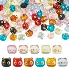 KISSITTY 88 Pcs Acrylic Cat Beads 13mm x 12.5mm x 11mm, 1.8mm hole, 11 colors