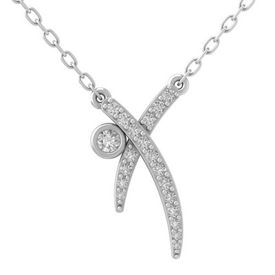 Sterling Silber 0,2 kt im Labor gezüchteter Diamant Mode Halskette 18 Zoll Silber Kabel Kette